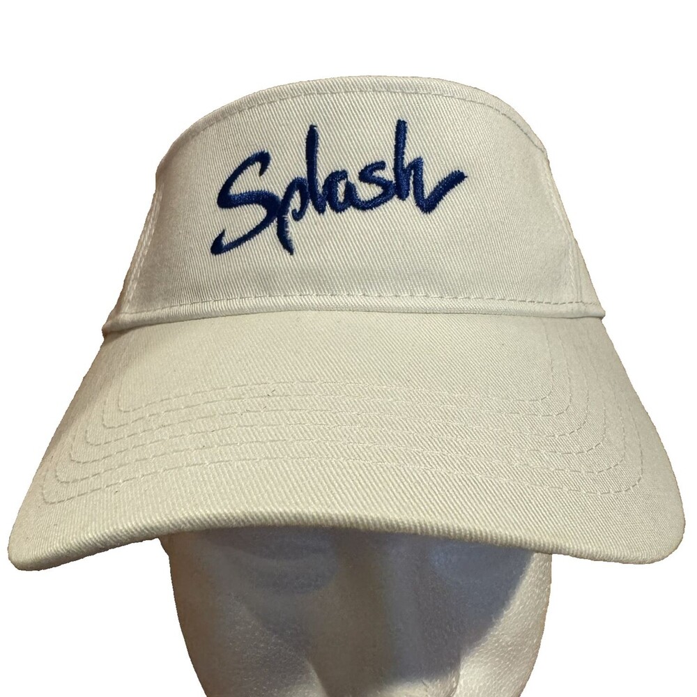Vintage Big Accessories Splash Visor Hat White Embroidered Strapback Cap